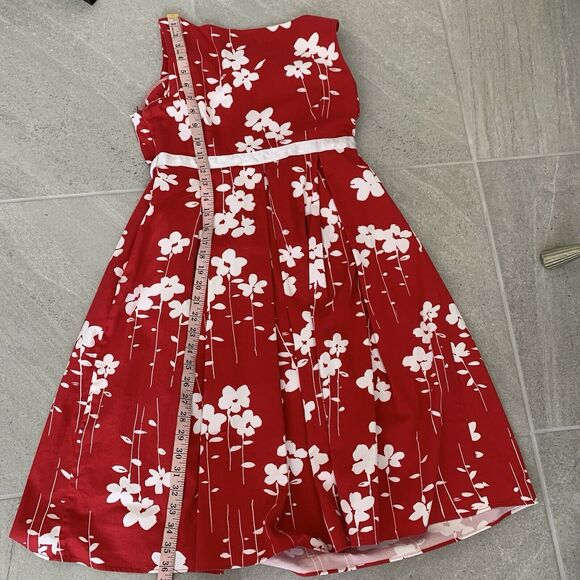 Red Floral APNY A Line Summer Dress Size M - Picture 4 of 5